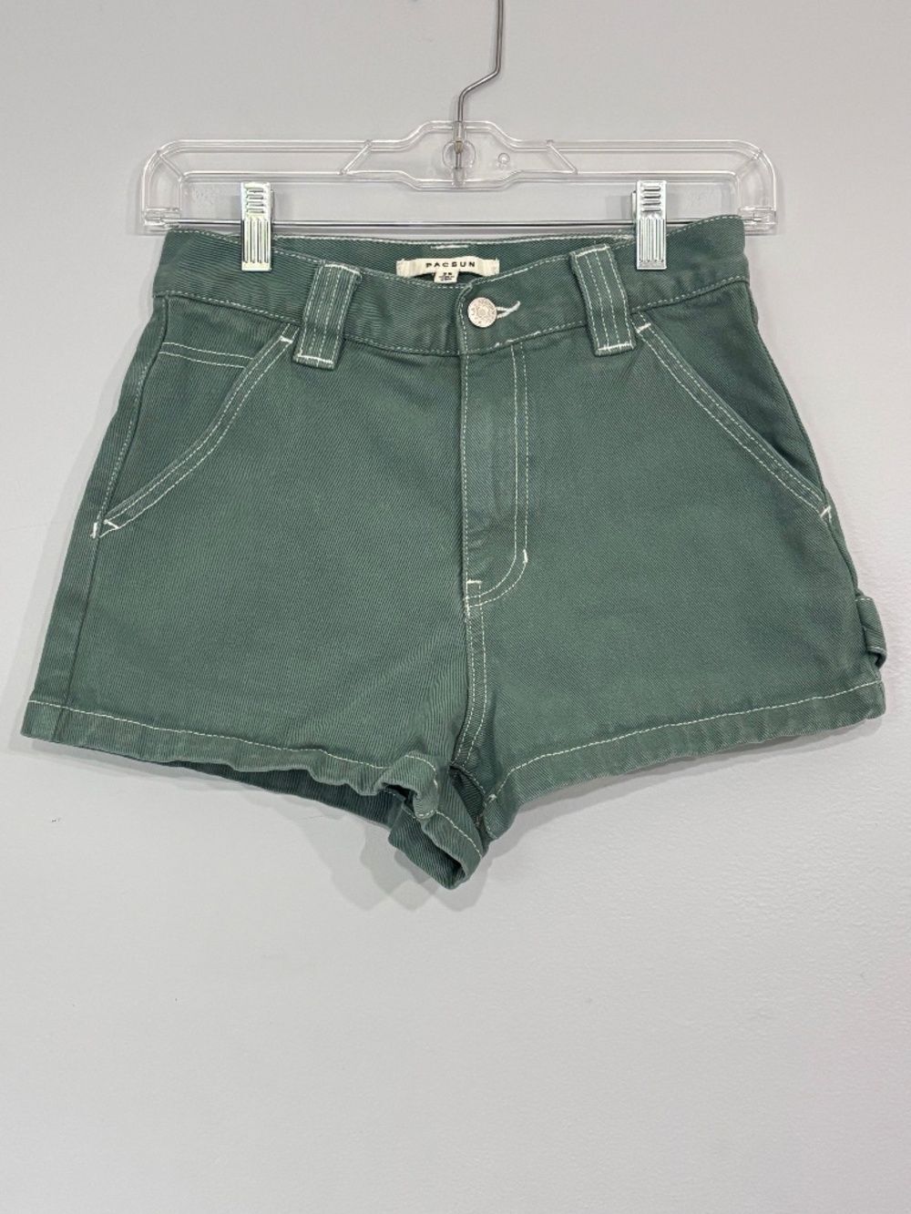 Pacsun Ocean Green High-Waisted Denim Twill Carpenter Shorts Women’s Size 25
